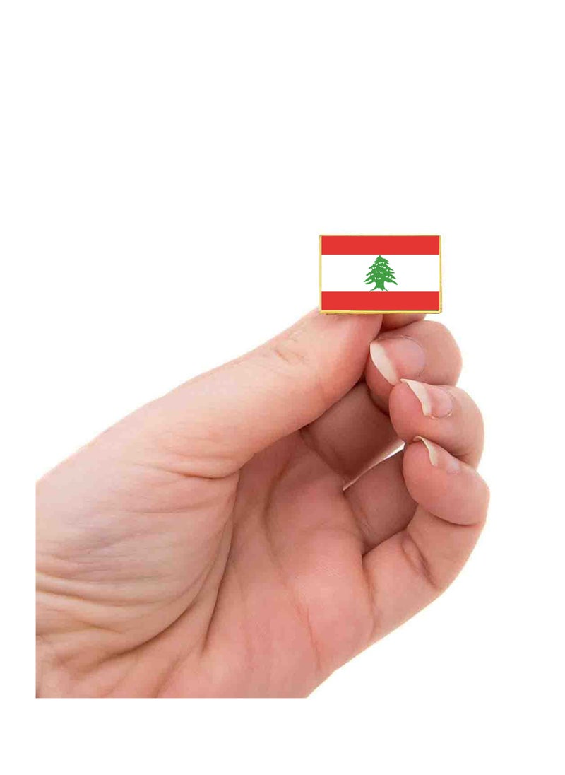 PRINTSHOP4ME - Lebanon National Flag Lapel Pins And Brooch Badge To Show Your Patriotism For Lebanon (Square Badge) - Image 1