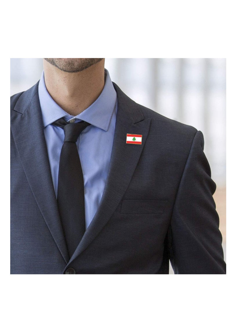PRINTSHOP4ME - Lebanon National Flag Lapel Pins And Brooch Badge To Show Your Patriotism For Lebanon (Square Badge) - Image 1