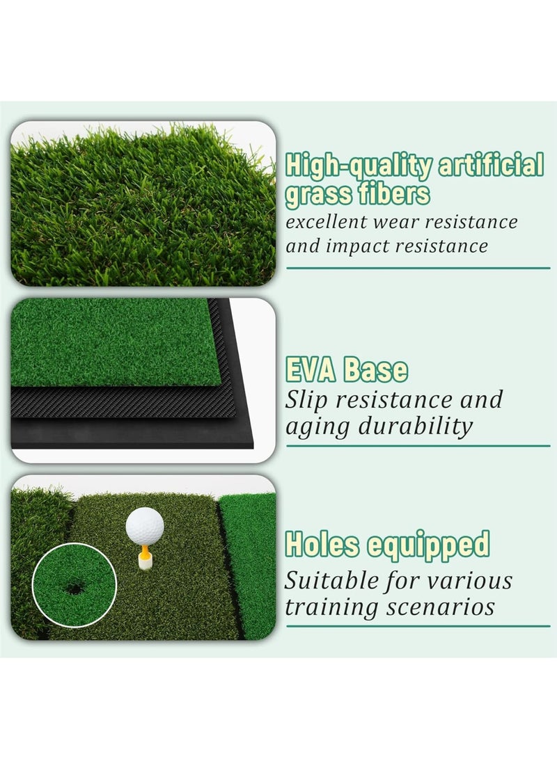 SYOSI Golf Practice Mat, 3-in-1 Turf Golf Hitting Mat for Swing Putting Chipping, Portable Golf Training Mat with 8 Tees and Non-Slip Base for Indoor Outdoor Practice, Green - Image 5
