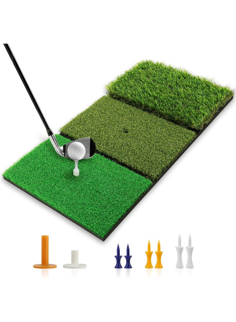 SYOSI Golf Practice Mat, 3-in-1 Turf Golf Hitting Mat for Swing Putting Chipping, Portable Golf Training Mat with 8 Tees and Non-Slip Base for Indoor Outdoor Practice, Green - Image 1