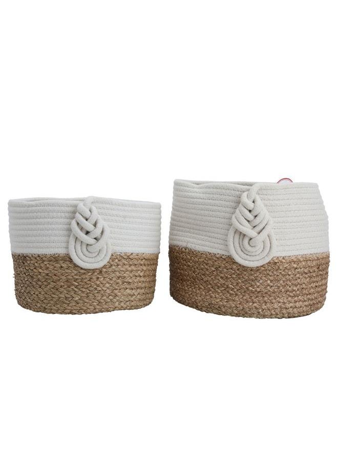 Alsaif Cotton Baskets Set 30 X 25 Cm Round 2 Pieces Beige  - Image 1