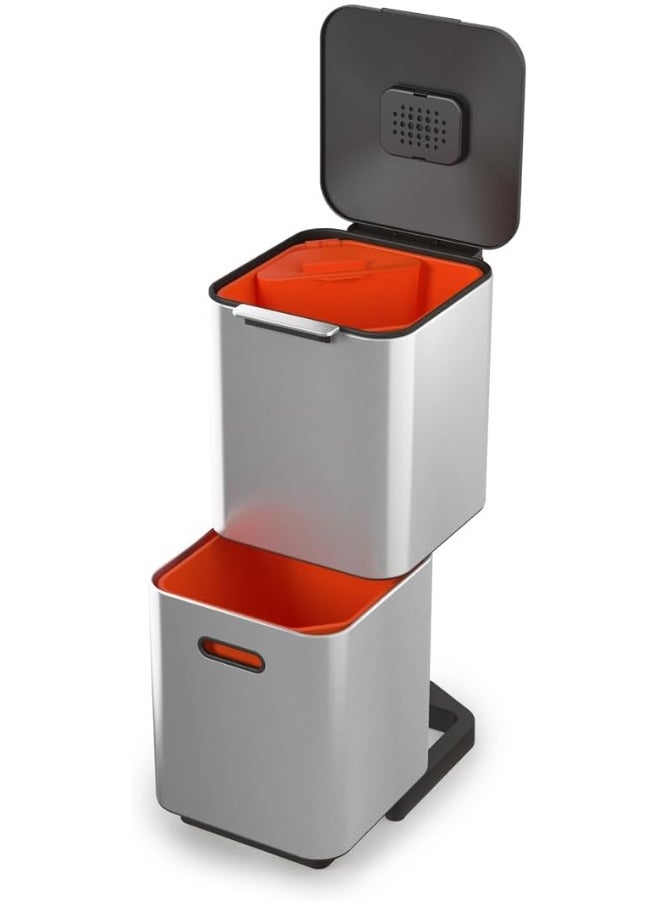 Joseph Joseph Joseph Joseph Intelligent Waste Totem Max Kitchen Trash Can and Recycle Bin Unit Compact: 40 Liter/10.6 Gallon  - Image 1