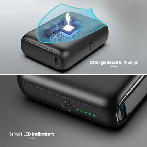 Toreto 10000mAh Powerbank, Pocket Size, Dual Output (USB -A +Type-C), 22.5W Type-C Ultra Fast Charging, Power Delivery, Quick Charge for iPhone, Android & Other Devices (Eon Nano, Black) - Image 5
