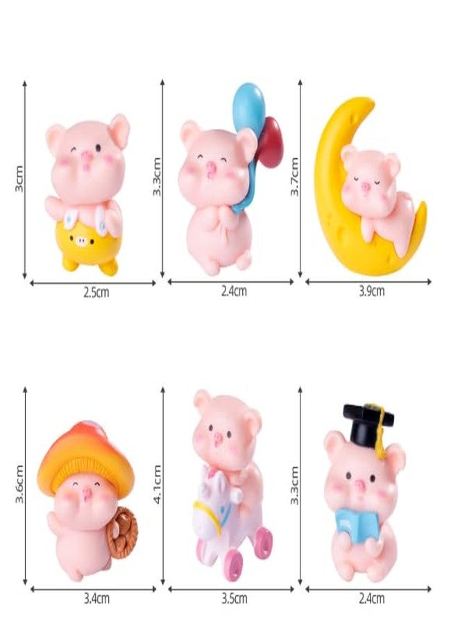 ARUNA DECOR Miniature Piggy Set of 6 – Cute Resin Pig Figurines for Gifting, Table Decor, Miniature Garden, & Doll House Accessories, 4.5 cm - Image 2