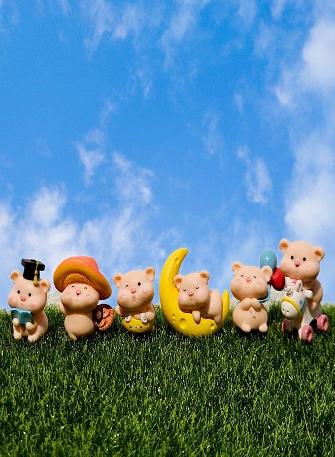 ARUNA DECOR Miniature Piggy Set of 6 – Cute Resin Pig Figurines for Gifting, Table Decor, Miniature Garden, & Doll House Accessories, 4.5 cm - Image 1