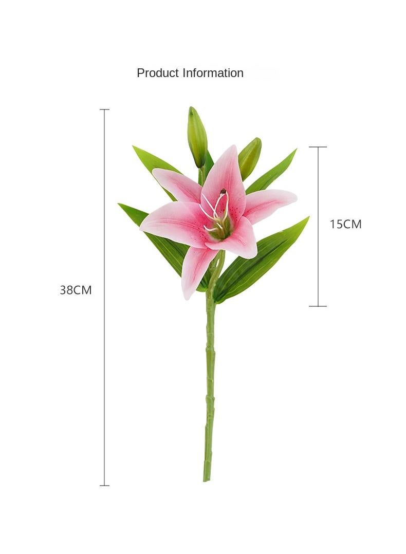 Generic 10-Pieces Artificial flower simulation mini lily high quality feel 3-head home decoration wedding flower art White - Image 4