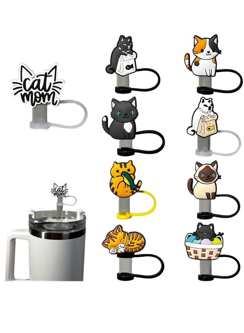 SYOSI 9 Pcs Straw Cover Cap for Stanley 30&40 oz Tumbler Cups, 0.4 in / 10mm Wide Cute Silicone Straw Topper Tips Lids Protectors for Compatible with Stanley Cup Straws Accessories - Image 1