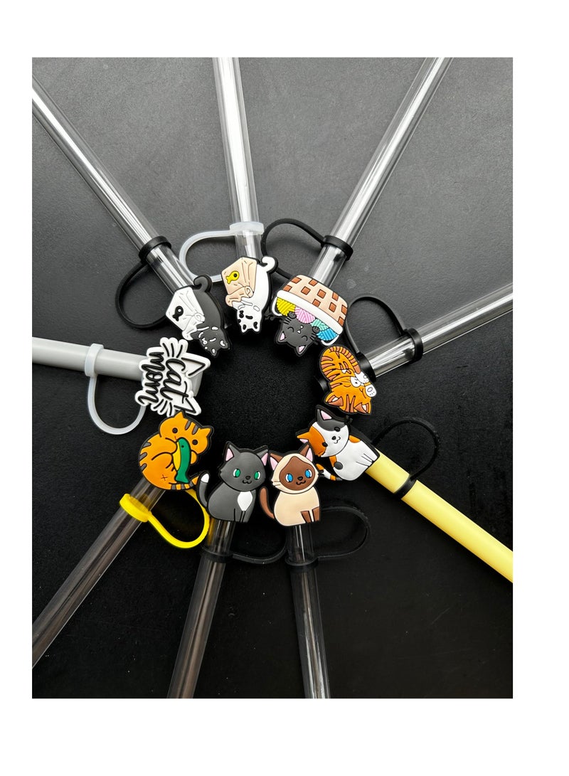 SYOSI 9 Pcs Straw Cover Cap for Stanley 30&40 oz Tumbler Cups, 0.4 in / 10mm Wide Cute Silicone Straw Topper Tips Lids Protectors for Compatible with Stanley Cup Straws Accessories - Image 2