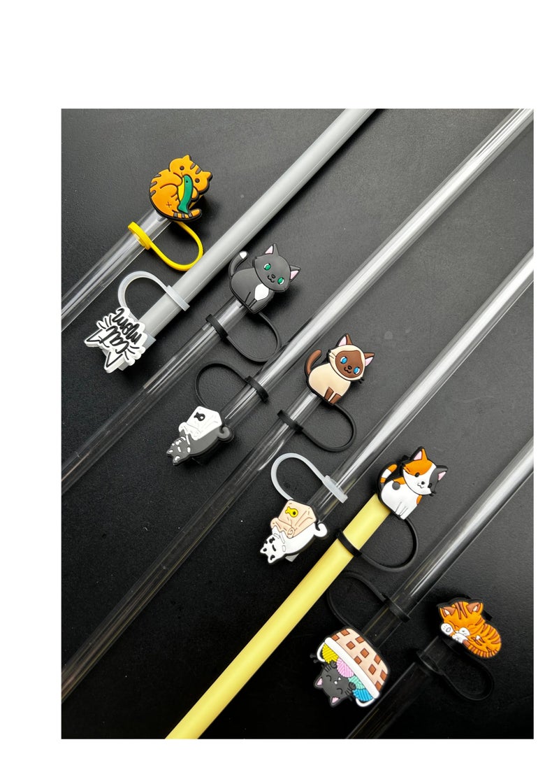 SYOSI 9 Pcs Straw Cover Cap for Stanley 30&40 oz Tumbler Cups, 0.4 in / 10mm Wide Cute Silicone Straw Topper Tips Lids Protectors for Compatible with Stanley Cup Straws Accessories - Image 3