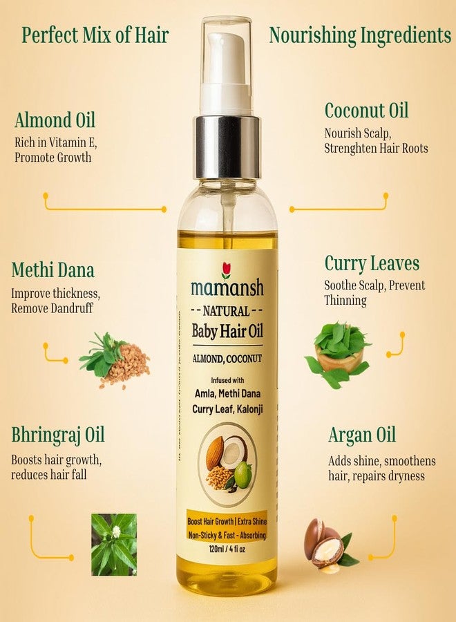 Mamansh Natural Baby Hair Oil | 14-Oil Blend for Hair Growth, Softness & Natural Shine | Gentle & Baby-Safe | 120 ml - Image 3