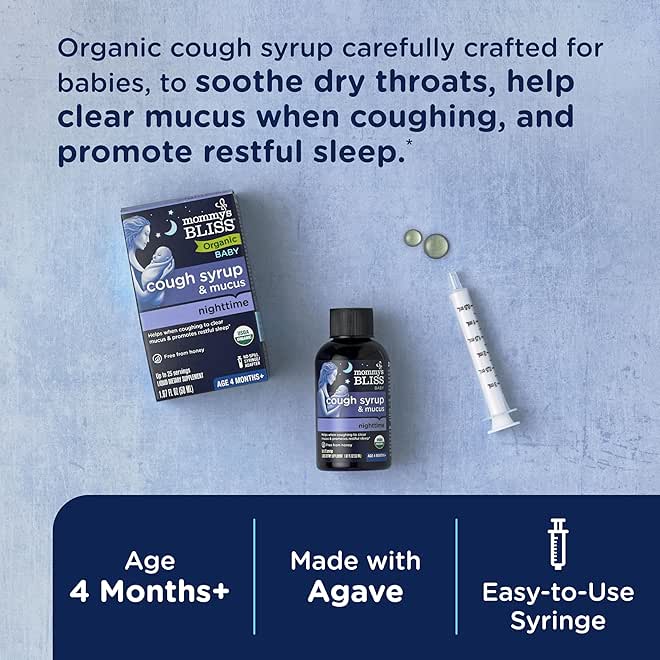 Mommy's Bliss Organic Baby Cough Syrup & Mucus Night Time, Contains Organic Agave and Ivy Leaf, Made for Babies 4 month+, 1.67 Fluid Ounces - Image 2