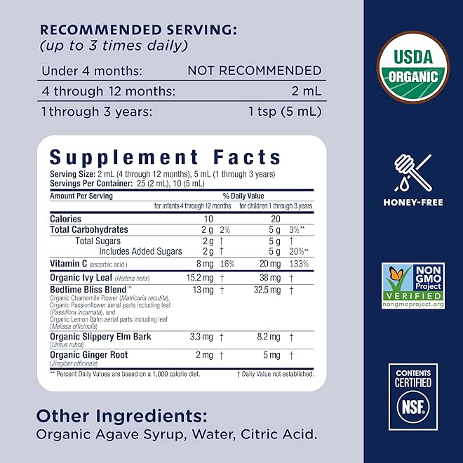 Mommy's Bliss Organic Baby Cough Syrup & Mucus Night Time, Contains Organic Agave and Ivy Leaf, Made for Babies 4 month+, 1.67 Fluid Ounces - Image 4