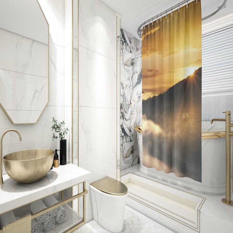 FING Bath Shower Curtain,Bathroom Curtain with Hook,Designer Shower Curtain for Bathroom,Bathtub, Decoration Modern Decorative Bathroom Curtains (Design_25) - Image 3