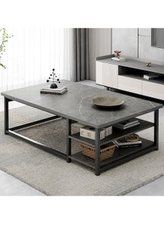 LEDIN Coffee Table Living Room Furniture Minimalistic Design Multi-Functional Table 120x60x42cm Marble Pattern  - Image 1