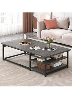 LEDIN Coffee Table Living Room Furniture Minimalistic Design Multi-Functional Table 120x60x42cm Marble Pattern  - Image 2