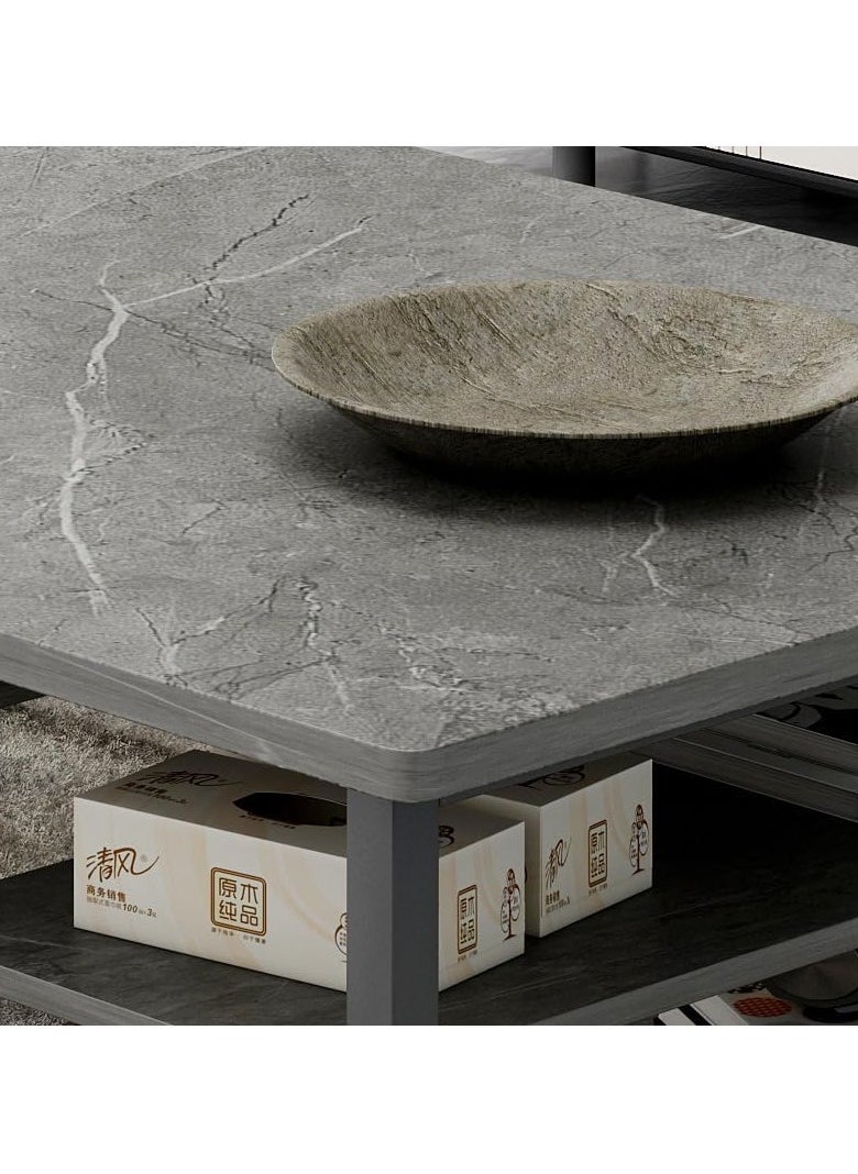 LEDIN - Coffee Table Living Room Furniture Minimalistic Design Multi-Functional Table 120x60x42cm Marble Pattern - Image 1
