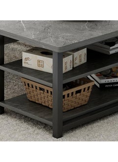 LEDIN Coffee Table Living Room Furniture Minimalistic Design Multi-Functional Table 120x60x42cm Marble Pattern  - Image 4