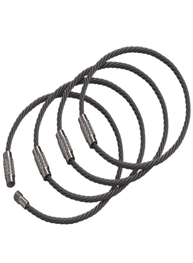 Silipac Stainless Steel Wire Keychain Cable, Twist-Lock 6.3" (16 cm) 2mm - Car Keyring, Luggage Tag, Carabiner - 4 Pack - Image 1