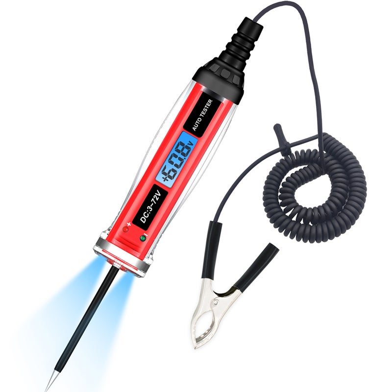 Electrical Test Pen Bipolar Automotive Wiring Tester Digital LCD Automobile Power Tester 3-72V Car Power Tester Automotive Wiring Repairing and Testing Tools - Image 1