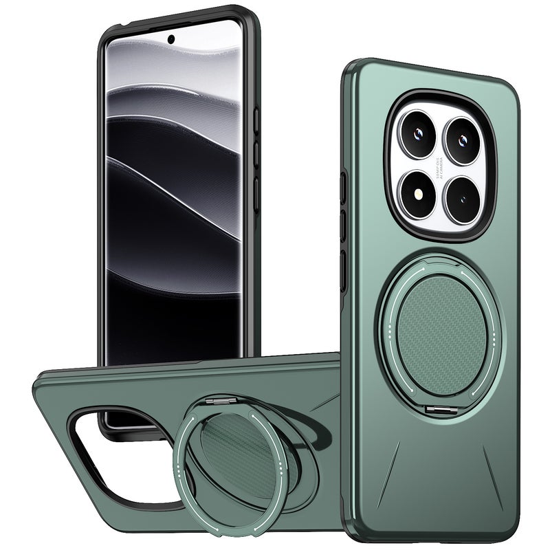 غطاء واقي بTPU + PC لـ Redmi Note 15 باللون أخضر مغناطيسي بوظيفة حامل من مادة TPU مع حماية من السقوط وحامل قائم مع مقاوم للصدمات مع مغناطيس قوي للاستخدام الشخصي للعائلة - Image 1