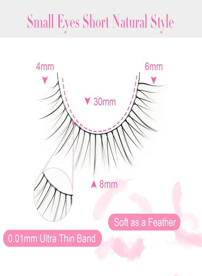 EMEDA False Lashes Natural Look Eyelashes 8mm Short No Make up False Eyelashes Pestañas Postizas Natural Looking Eye Lash Wispy Strip Lashes Pack by EMEDA (Super Natural) - Image 3