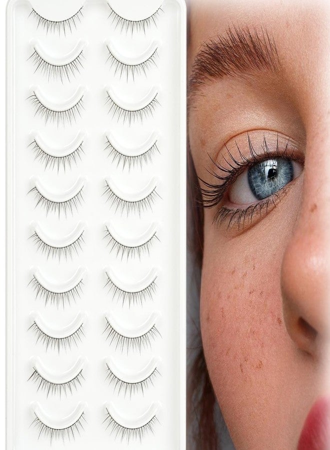 EMEDA False Lashes Natural Look Eyelashes 8mm Short No Make up False Eyelashes Pestañas Postizas Natural Looking Eye Lash Wispy Strip Lashes Pack by EMEDA (Super Natural) - Image 1