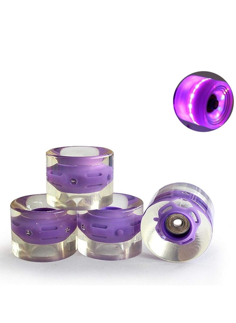 Generic 60x45MM 78A LED Light Skateboard Wheels With Bearings 4PCS With T-Tool, Purple  - Image 3