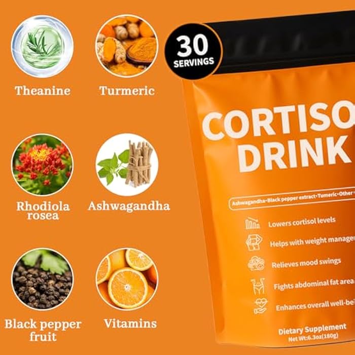 Rulinal Cortisol Drink Powder | Cortisol Supplements for Women | Ashwagandha, L-Theanine, Turmeric Root, Black Pepper Extract for Relax & Focus, Healthy Cortisol Levels, Mental Clarity, Vegan, 6.3oz - Image 5