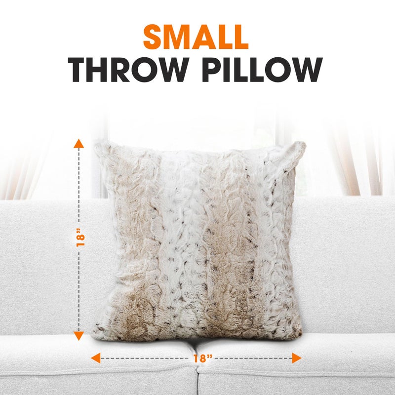 Cheer Collection Faux Fur Throw Pillows with Inserts â€“ Set of 2 Decorative Square Couch Pillows, 18â€ x 18â€ Snow Leopard Embossed Ombre Design for Sofa, Bed & Living Room Decor - Image 4
