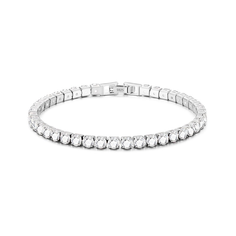 Diorra Sterling Silver Tennis Bracelet, 3/4MM Classic Cubic Zirconia Tennis Bracelets for Women Size 6.5-7.5 Inch - Image 1
