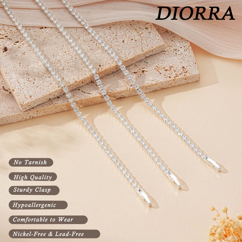 Diorra Sterling Silver Tennis Bracelet, 3/4MM Classic Cubic Zirconia Tennis Bracelets for Women Size 6.5-7.5 Inch - Image 3