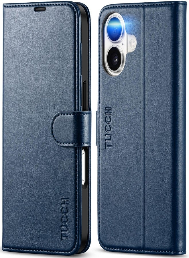 TUCCH Case Wallet for iPhone 17 (6.3") 2025, Stand, RFID Blocking, 4 Card Holder, TPU Shockproof Inner Shell, PU Leather, Magnetic Closure Folio Protective Cover, Dark Blue - Image 1