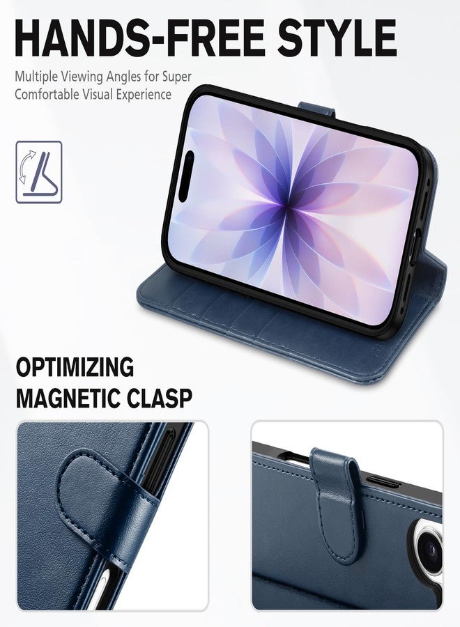 TUCCH Case Wallet for iPhone 17 (6.3") 2025, Stand, RFID Blocking, 4 Card Holder, TPU Shockproof Inner Shell, PU Leather, Magnetic Closure Folio Protective Cover, Dark Blue - Image 4