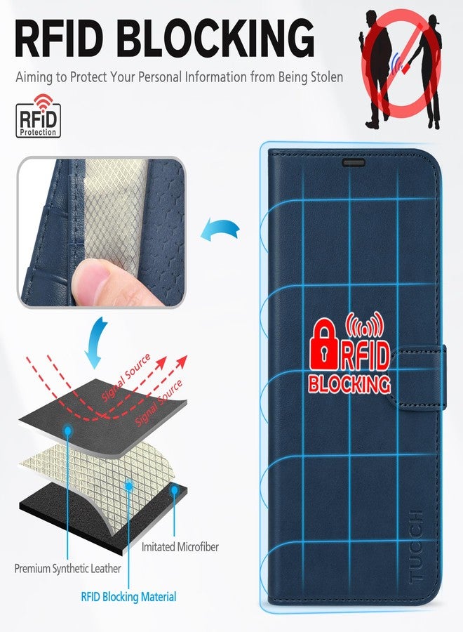 TUCCH Case Wallet for iPhone 17 (6.3") 2025, Stand, RFID Blocking, 4 Card Holder, TPU Shockproof Inner Shell, PU Leather, Magnetic Closure Folio Protective Cover, Dark Blue - Image 3