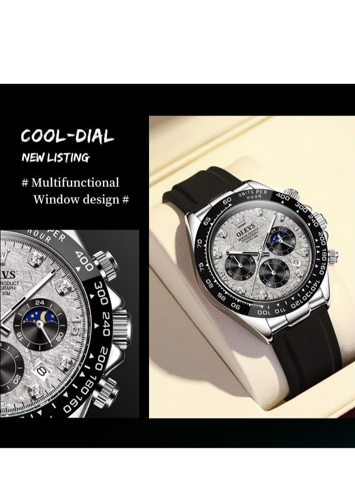 OLEVS - Watches for Men Silicone Strap Quartz Water Resistant Watch 2875 - Image 1