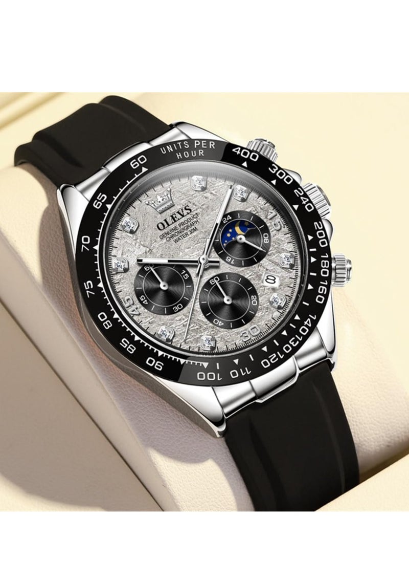 OLEVS - Watches for Men Silicone Strap Quartz Water Resistant Watch 2875 - Image 1