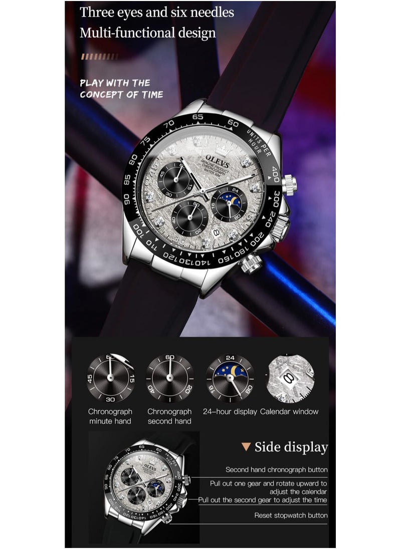 OLEVS - Watches for Men Silicone Strap Quartz Water Resistant Watch 2875 - Image 1