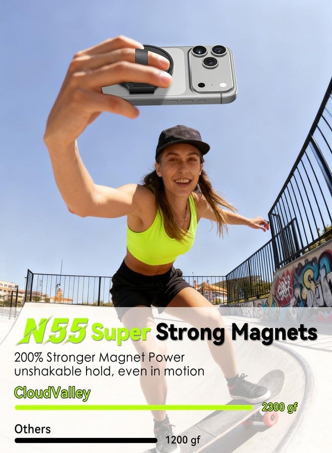 CloudValley Magnetic Phone Grip, Slim Rotating Finger Loop Ring Holder with Soft Strap, Double-Sided Magnet, Compatible with MagSafe iPhone 17 Pro Max/16/15/14/13/12 Series & Magnetic Car Mounts - Image 4