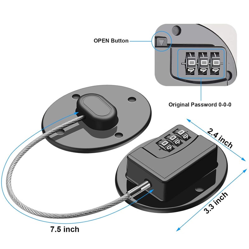 Rofio Refrigerator Lock - Heavy Duty Combination Fridge Lock, Child Proof Cabinet Locks,No Keys Needed(Black- 3 Pack) - Image 2