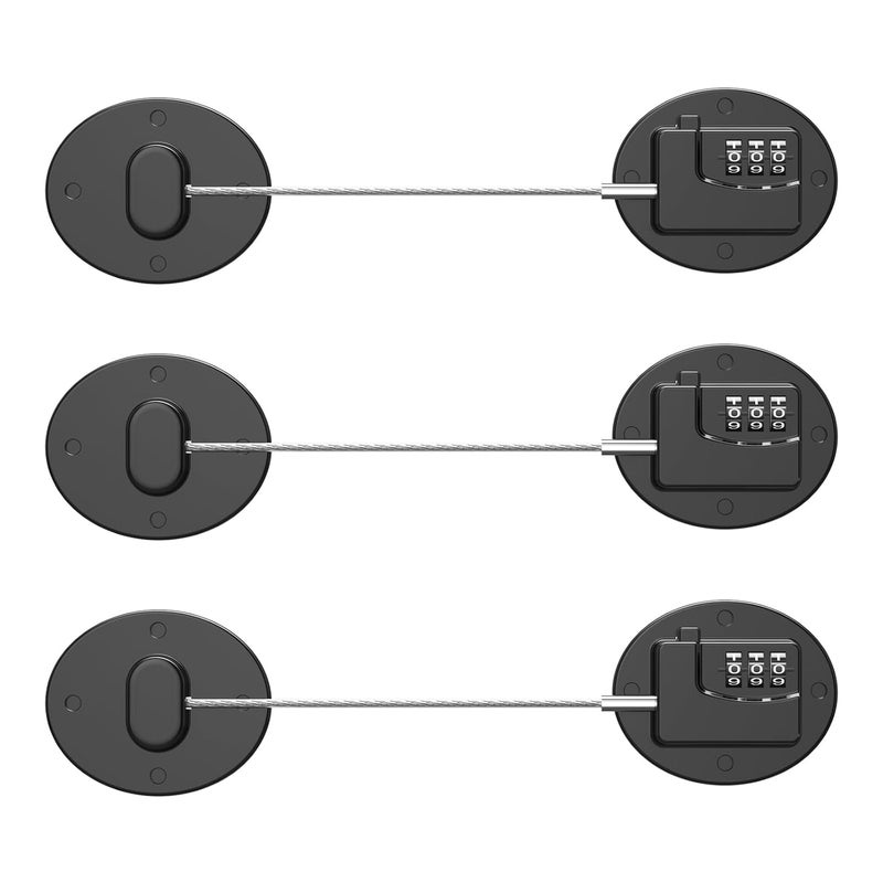 Rofio Refrigerator Lock - Heavy Duty Combination Fridge Lock, Child Proof Cabinet Locks,No Keys Needed(Black- 3 Pack) - Image 1