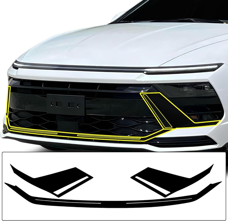 BOGAR TECH DESIGNS Front Chrome Delete Overlay Wrap Film for Hyundai Sonata 2024-2025, Gloss Black - Image 1