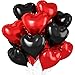 Biapian Red Black Heart Balloons 10 Pcs Metallic Heart Shaped Balloon 18 Inch Red and Black Foil Balloons Helium for Engagement Brithday Bridal Baby Shower Wedding Engagement Valentines Party Decorations - Image 2