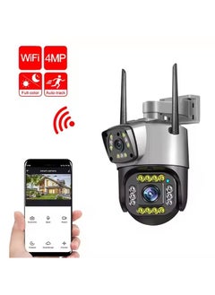 4MP Wifi PTZ Security Camera with Dual Lens10X zoom,IP Surveillance Camera with Humanoid Detection, Auto Tracking, AI Human Detect Night Vision