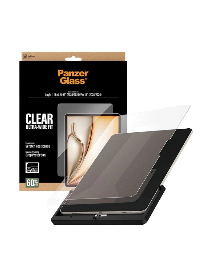 بانزرجلاس حماية شاشة بانزر جلاس مع أداة التركيب ايباد اير 11 انش 2024/2025 | ايباد برو 13 انش 2024/2025 - شاشة كاملة شفاف - Image 1