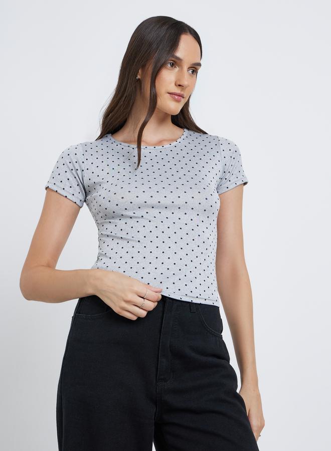 Styli Polka Dot Print Short Sleeve T-Shirt - Image 3