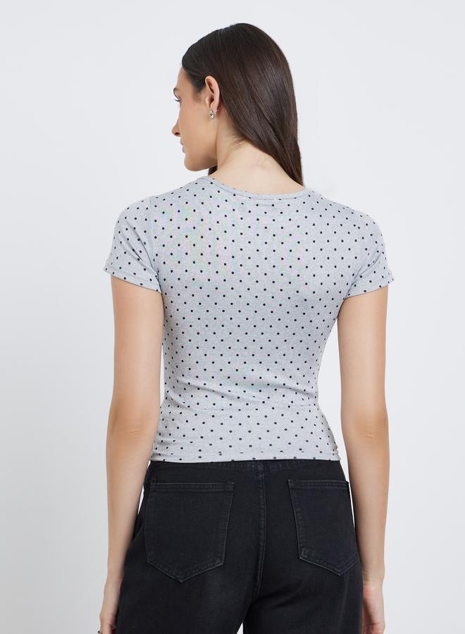 Styli Polka Dot Print Short Sleeve T-Shirt - Image 5