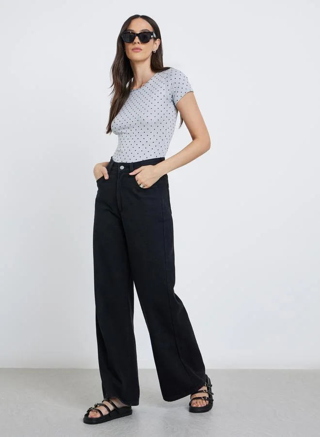 Styli Styli Polka Dot Print Short Sleeve T-Shirt