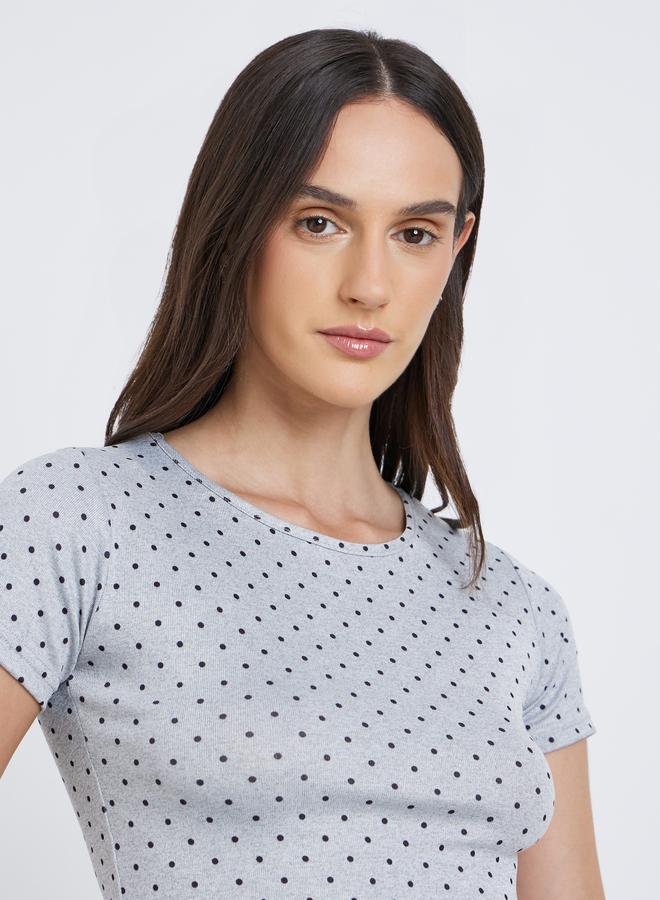 Styli Polka Dot Print Short Sleeve T-Shirt - Image 4