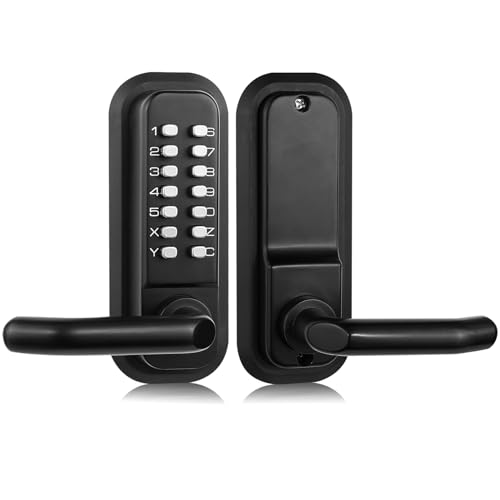 Souyou Mechanical Keyless Entry Door Lock with HandleStainless Steel Waterproof keyless gate Locks for Outdoor FenceMechanical Door Locks with with Keypad Blackwith Large Cushion - Image 1