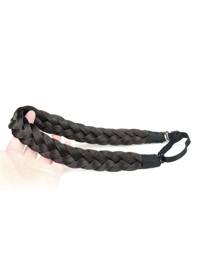 BOBIYA 2 Strands Synthetic Hair Braided Headband Classic Chunky Plaited Braids Elastic Stretch Hairpiece For Women Girl (Natural Black) - Image 4
